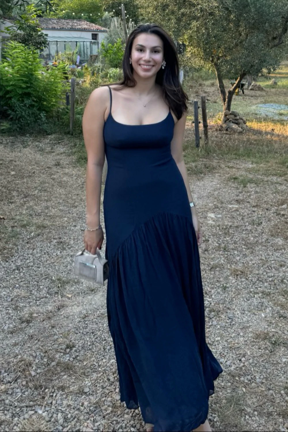 reformation navy blue dress Rent UK 10 reformation pernille silk dress