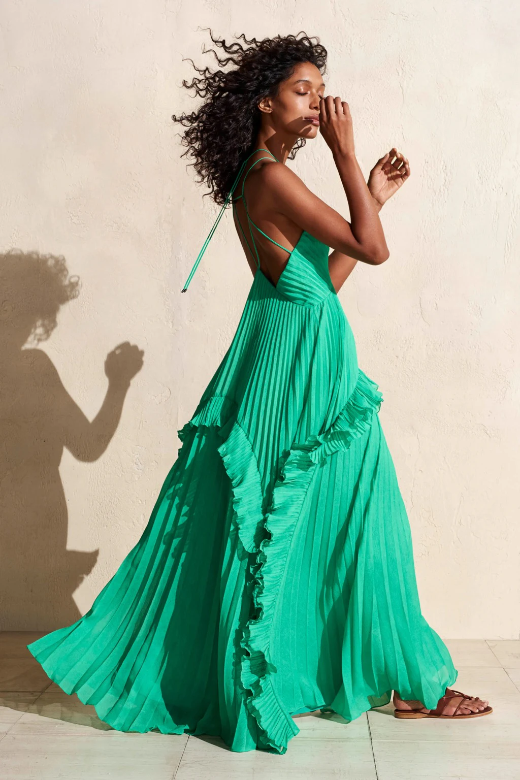 halston heritage green pleated dress Rent UK 10 summer holiday