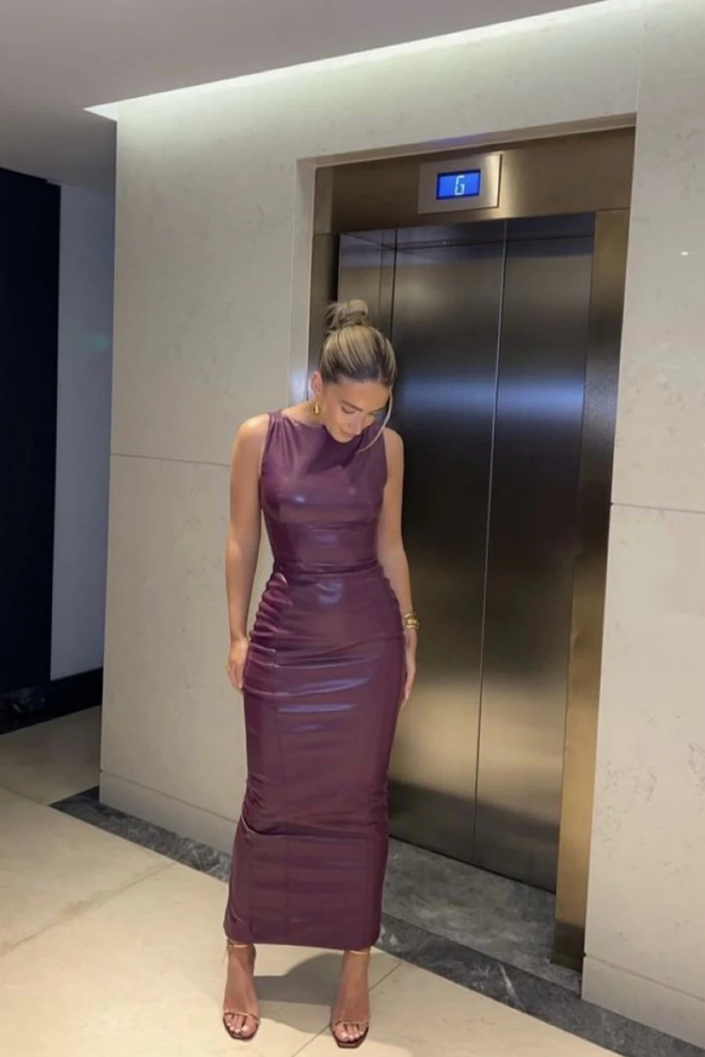 sahara merlot vegan leather maxi dress House of Cb Sahara Leather Dress