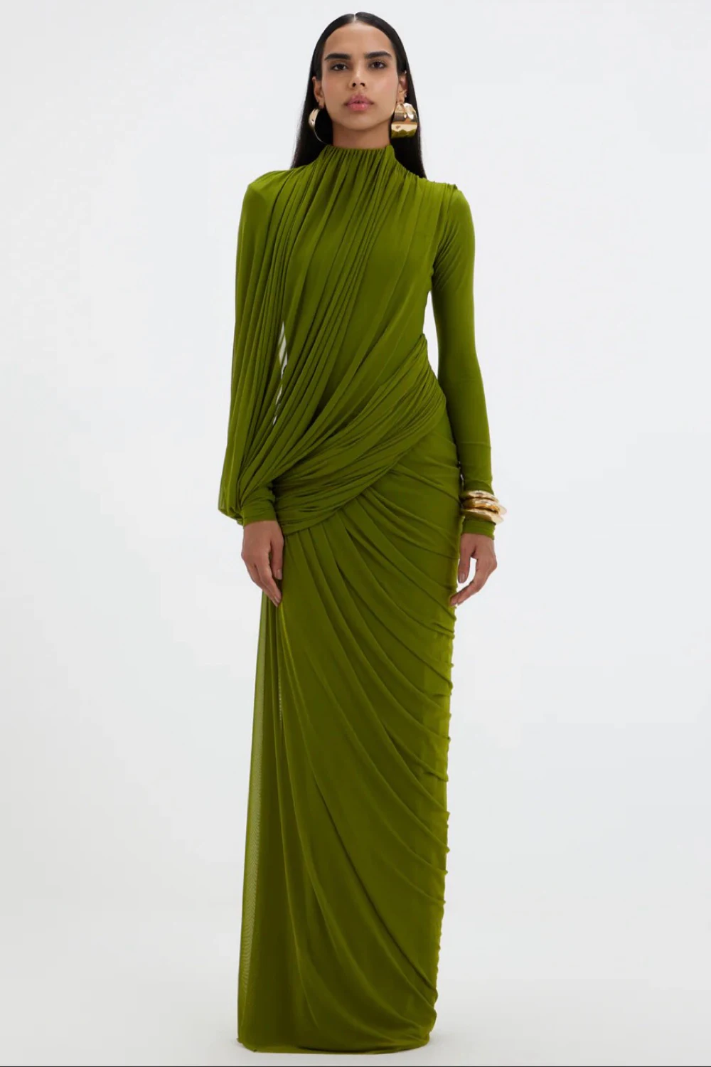 nellie dress in green deme by gabriella Olive Textured 3/4 Sleeve 2 Piece Dress Set