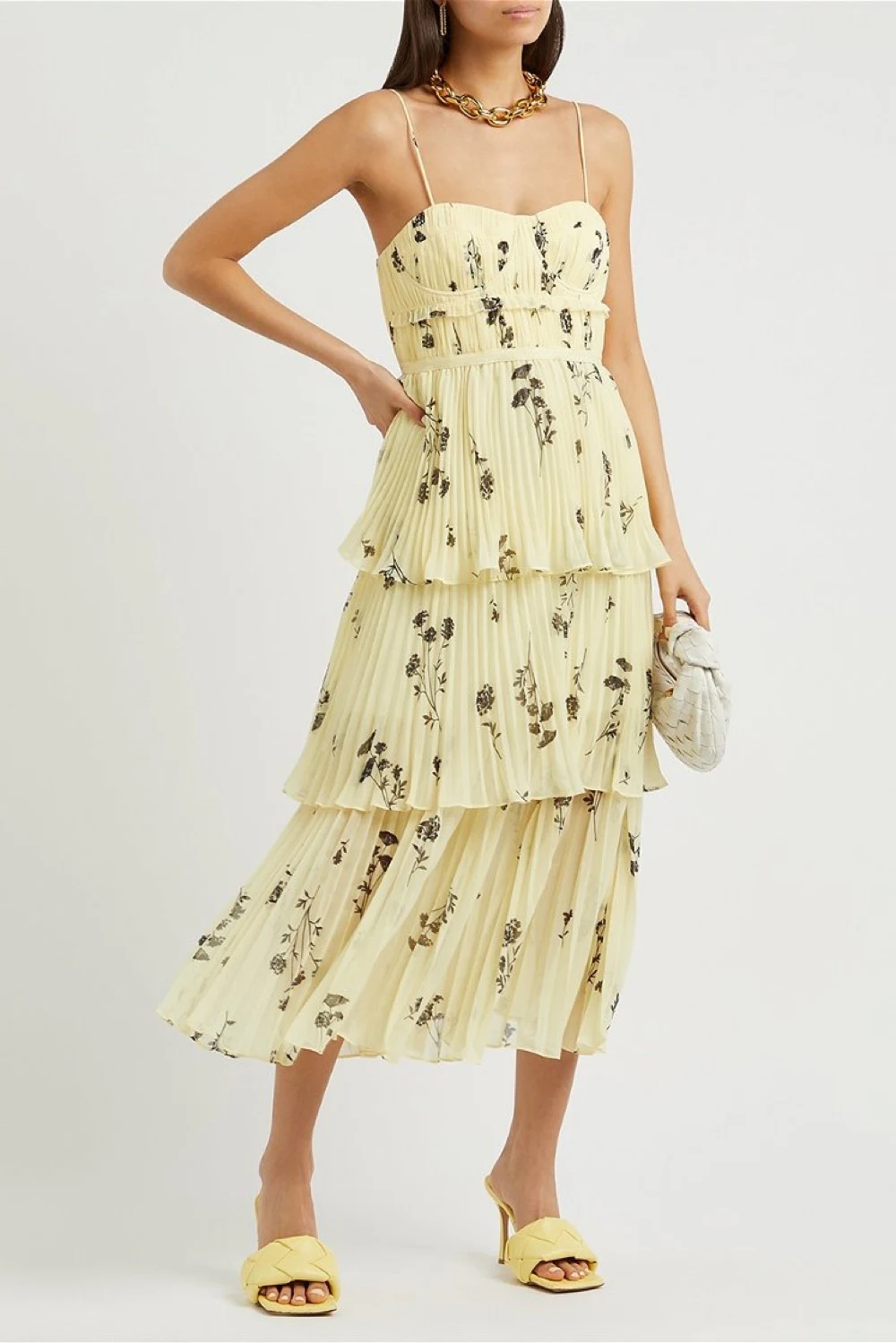 Rent Self-Portrait Yellow Dress UK 8 | By Rotation UK