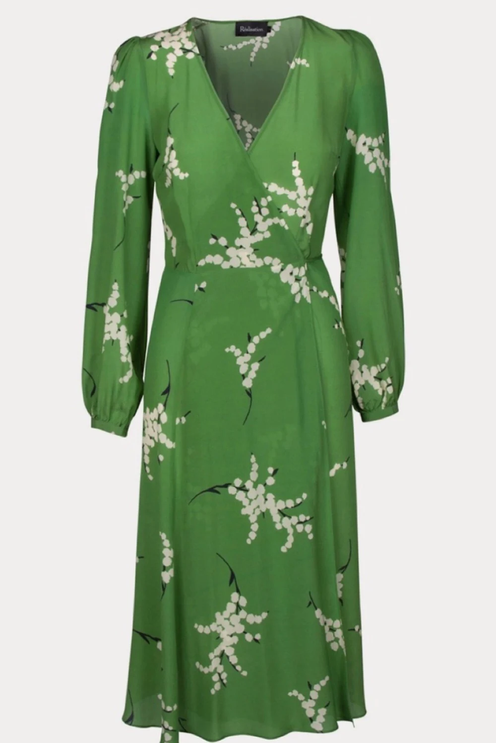green realisation par dress Green Paisley Print Short Sleeve Midi Dress