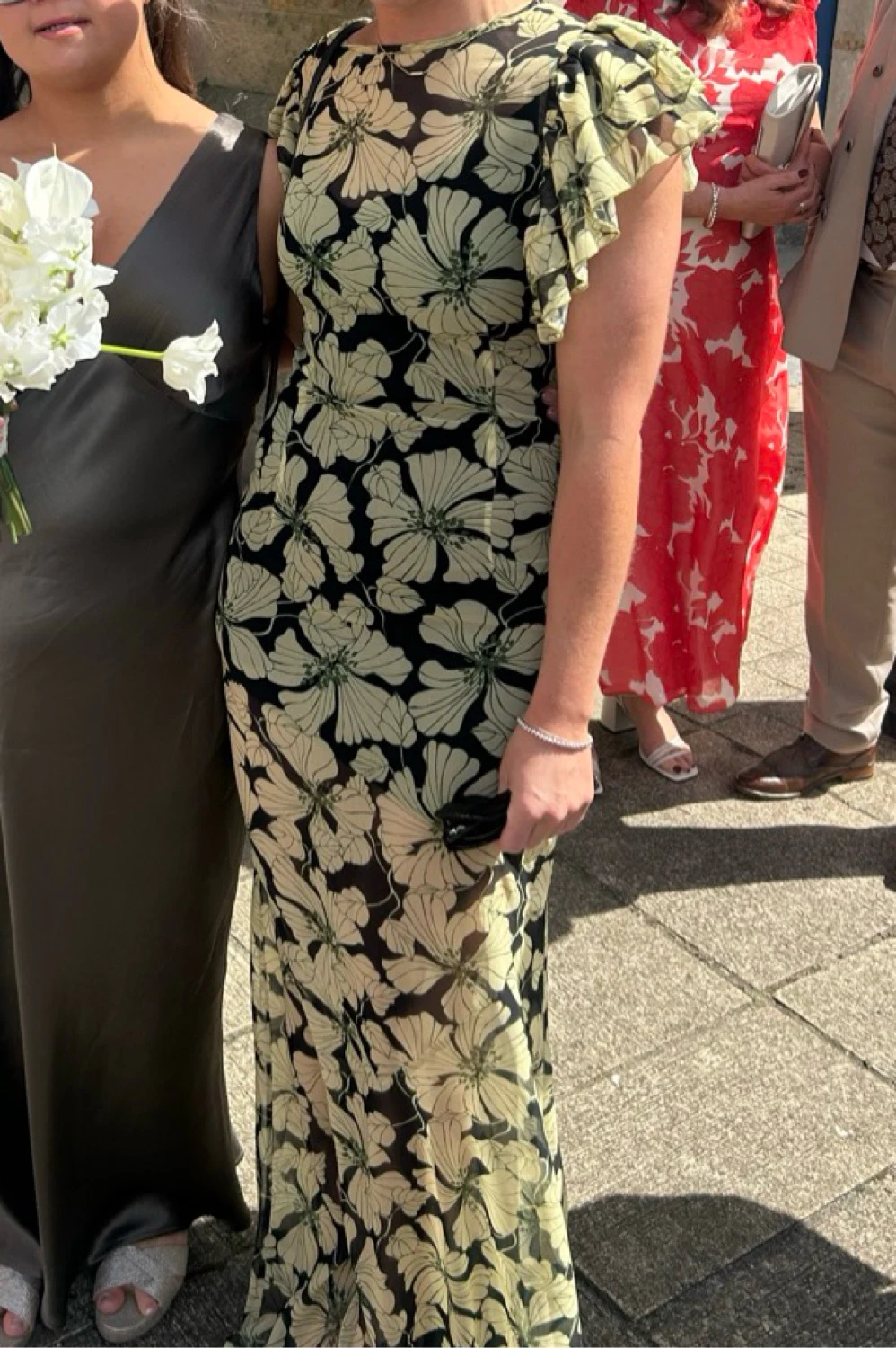 de la vali bougainvillea chiffon maxi dress Rent Black UK 6 Color:Peacock Gold DARING DIVA Plus Size dress design Floral print