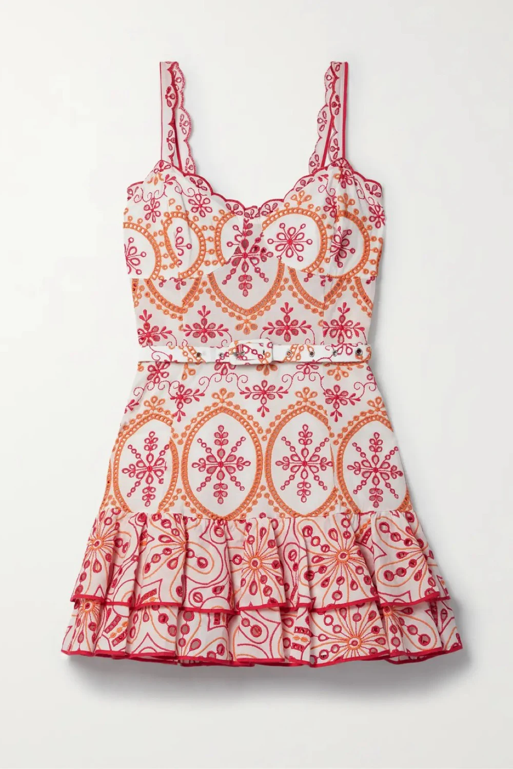charo ruiz pink and orange dress Charo Ruiz Ibiza Women's Aurora Strapless Eyelet Embroidered Dress - Orange - Size L