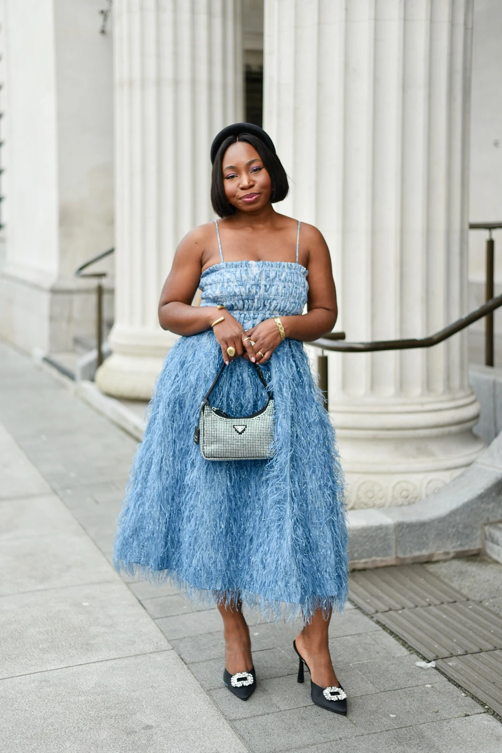 Rent Ganni Blue Dress UK 8