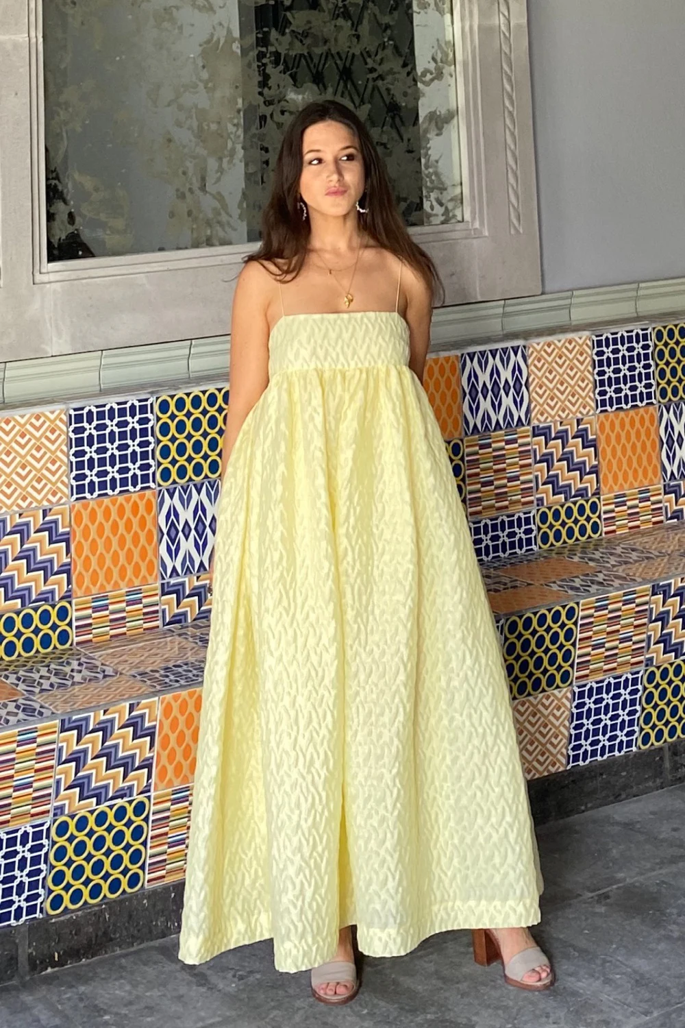 Rent Cecilie Bahnsen Yellow Dress UK 8 | By Rotation UK