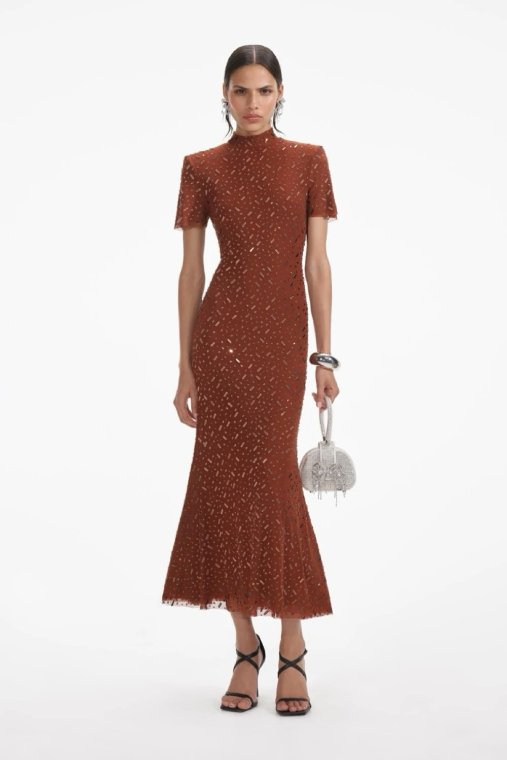 Rent Self-Portrait Brown Dress UK 8 | By Rotation UK