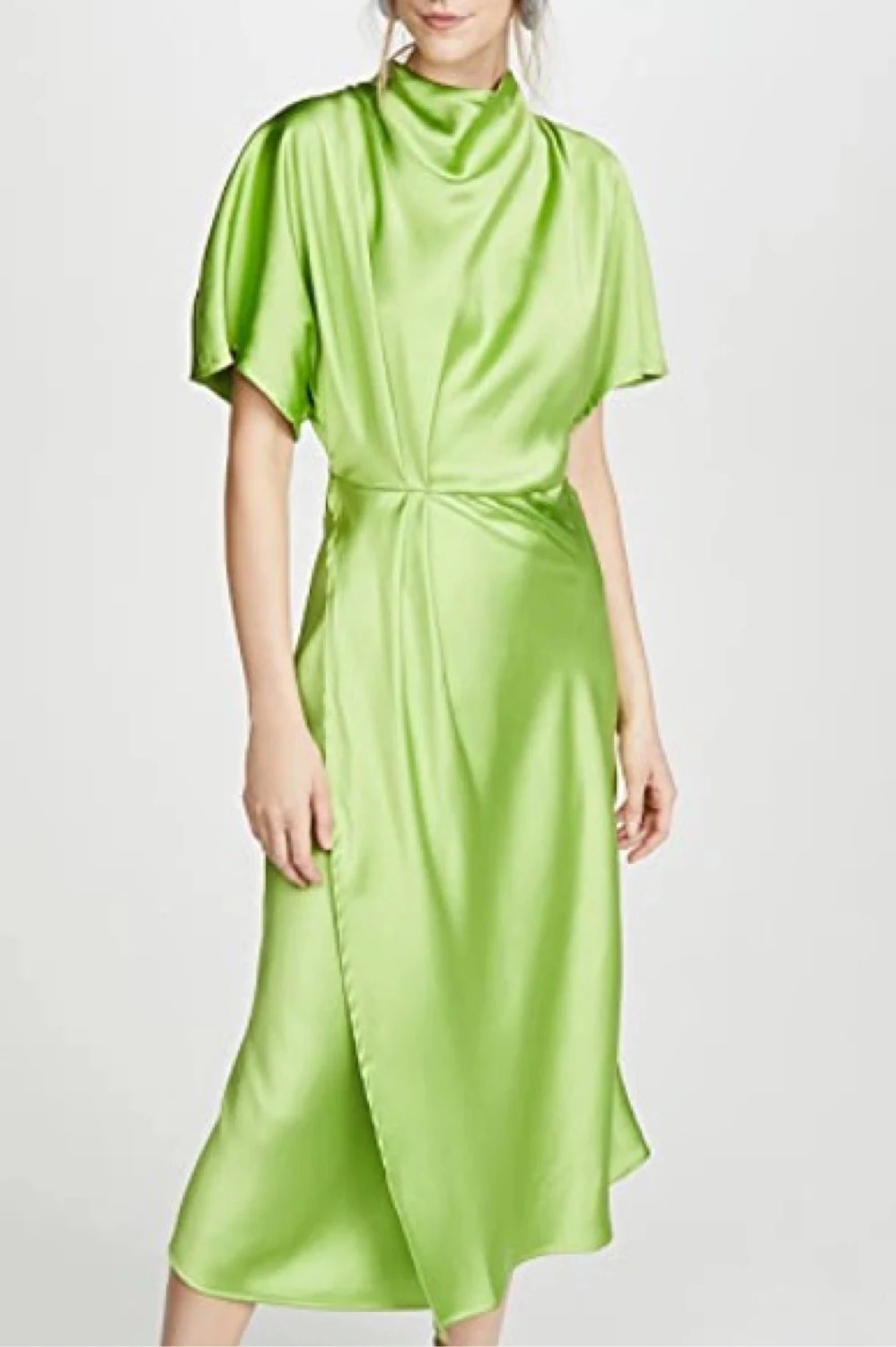 stine goya green dress Stine Goya CHECKERED CADY SLEEVELESS GATHERED MIDI DRESS - Day dress - green