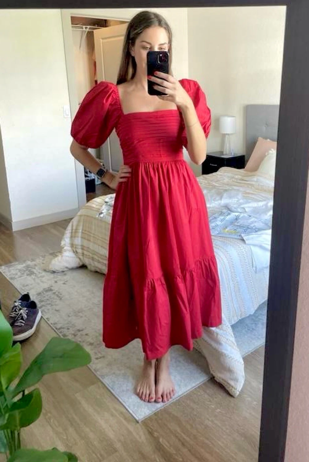 abercrombie red emerson dress A&F Emerson Off-The-Shoulder Maxi Dress by Abercrombie and Fitch