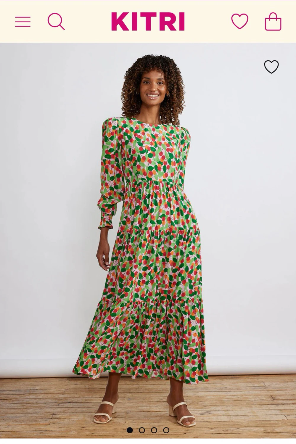 Kitri Cherry Print Tea Dress Rent Kitri Green Dress UK By Rotation UK