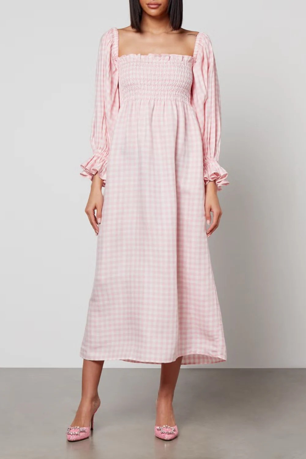 open lace back dress Children's Pink Gingham Delphine Nightgown