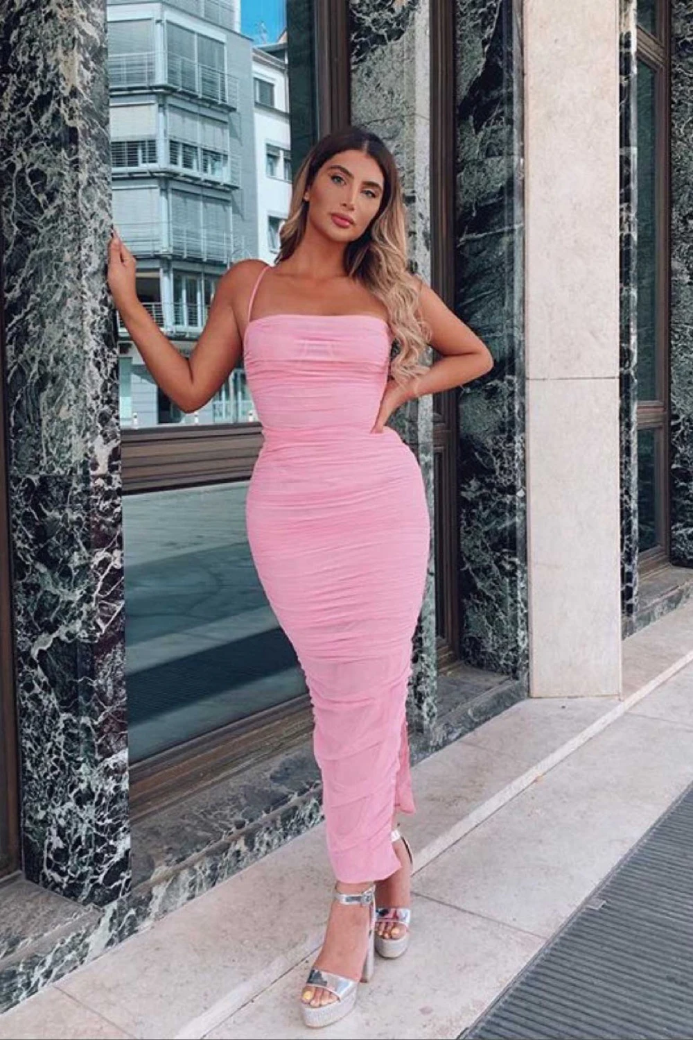 house of cb fornarina dress pink House of CB Fornarina Maxi Dress Pink Size 8