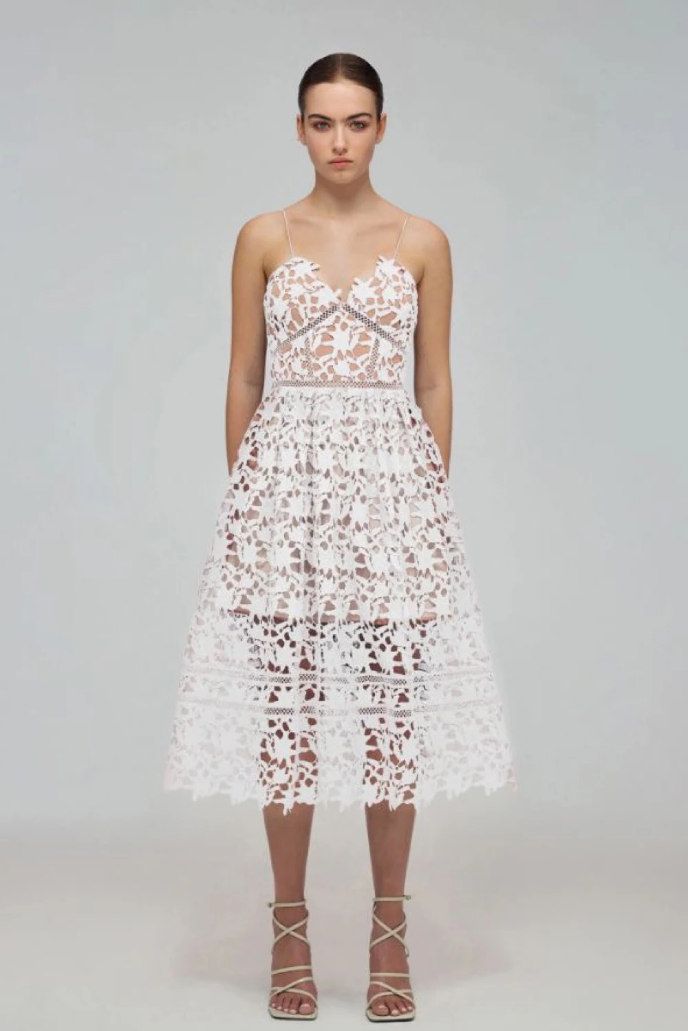 Rent Self-Portrait White Dress UK 8 | By Rotation UK
