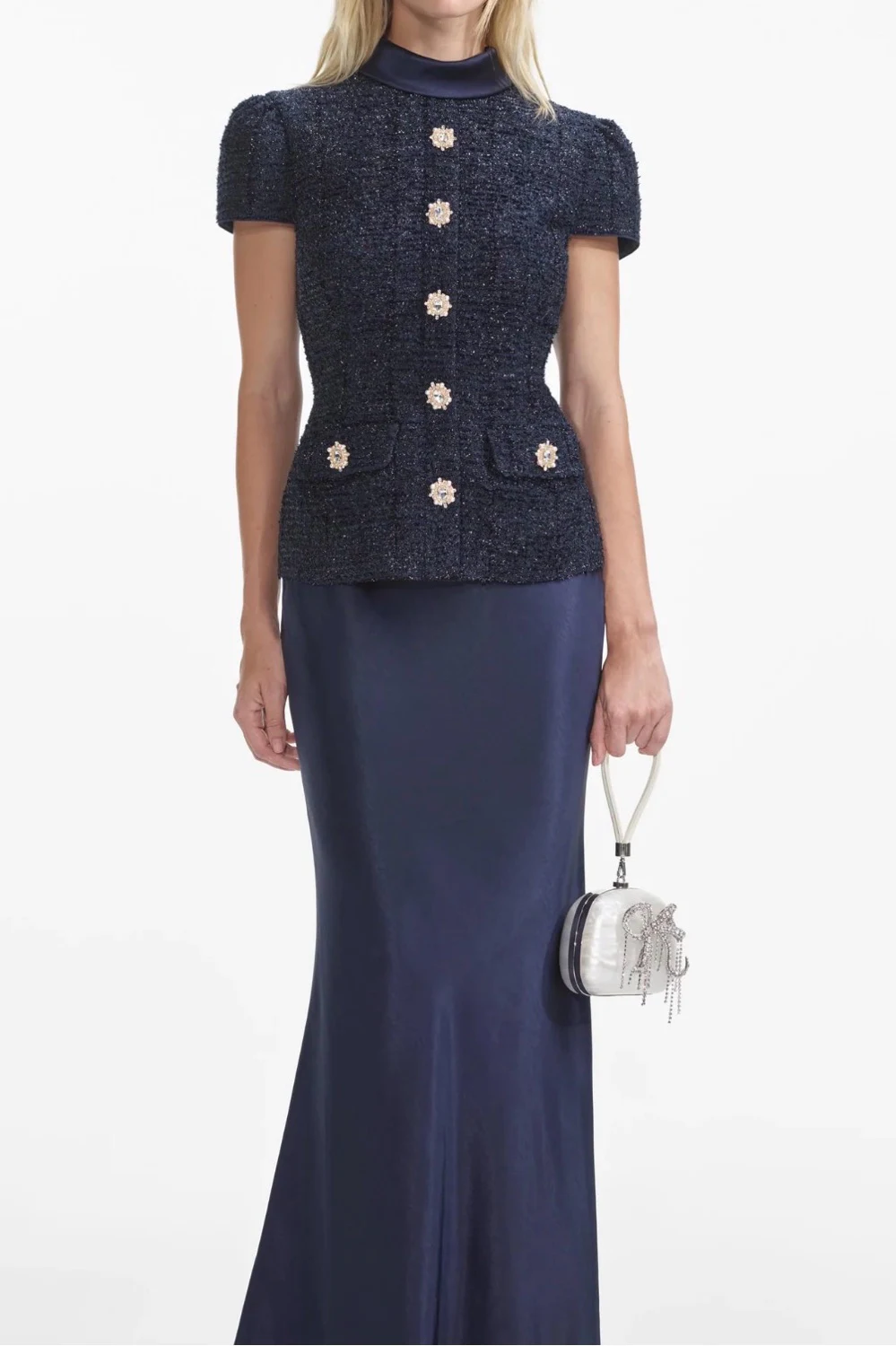 Rent Self-Portrait Navy Dress UK 6 | By Rotation UK