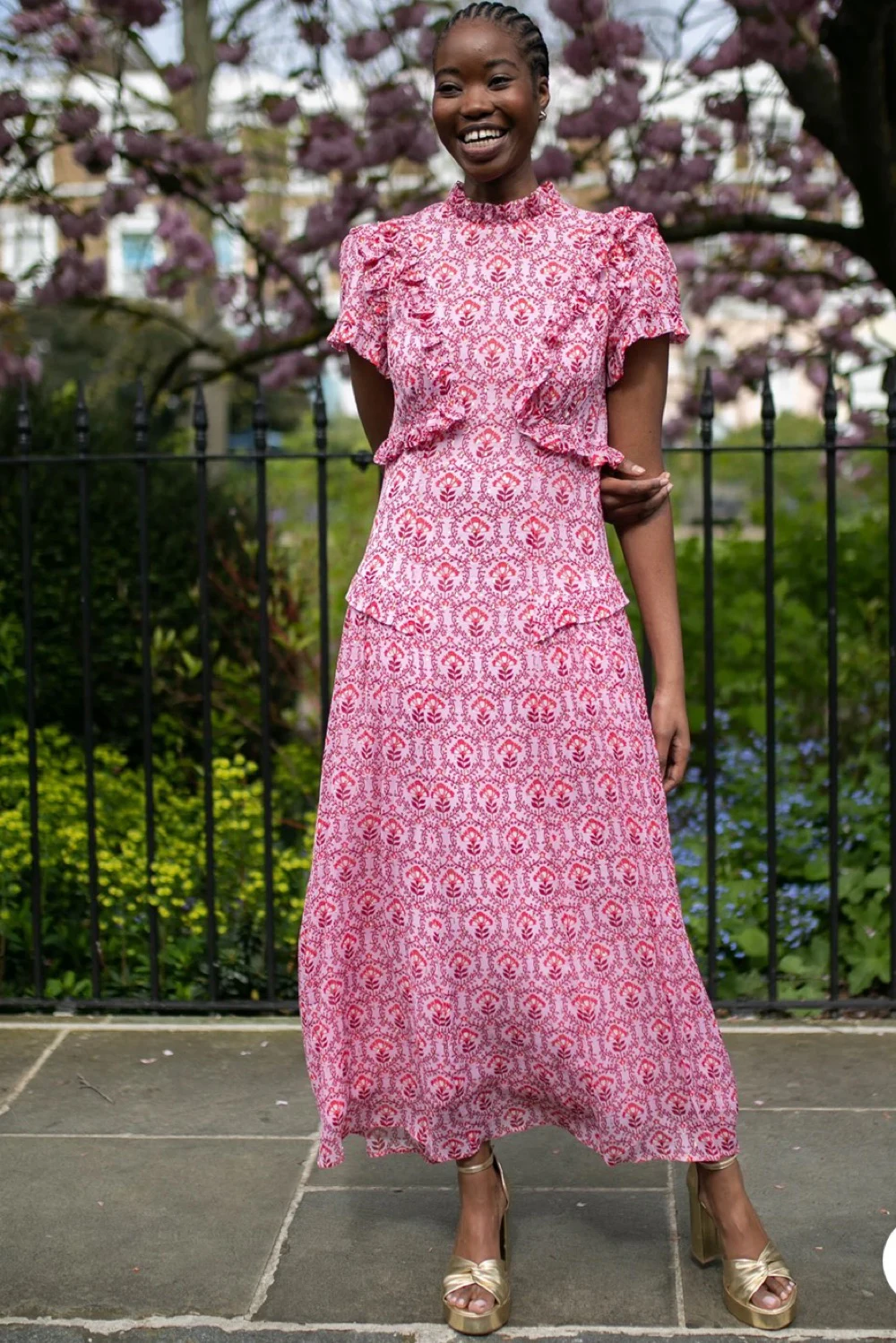 cefinn pink dress Floral Print Long Dress