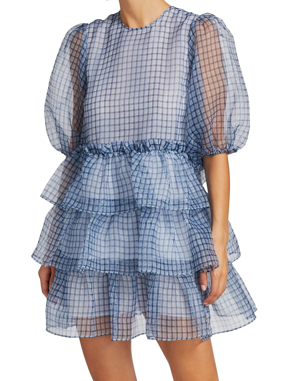 ganni organza dress blue Rent Ganni Blue Dress UK 12