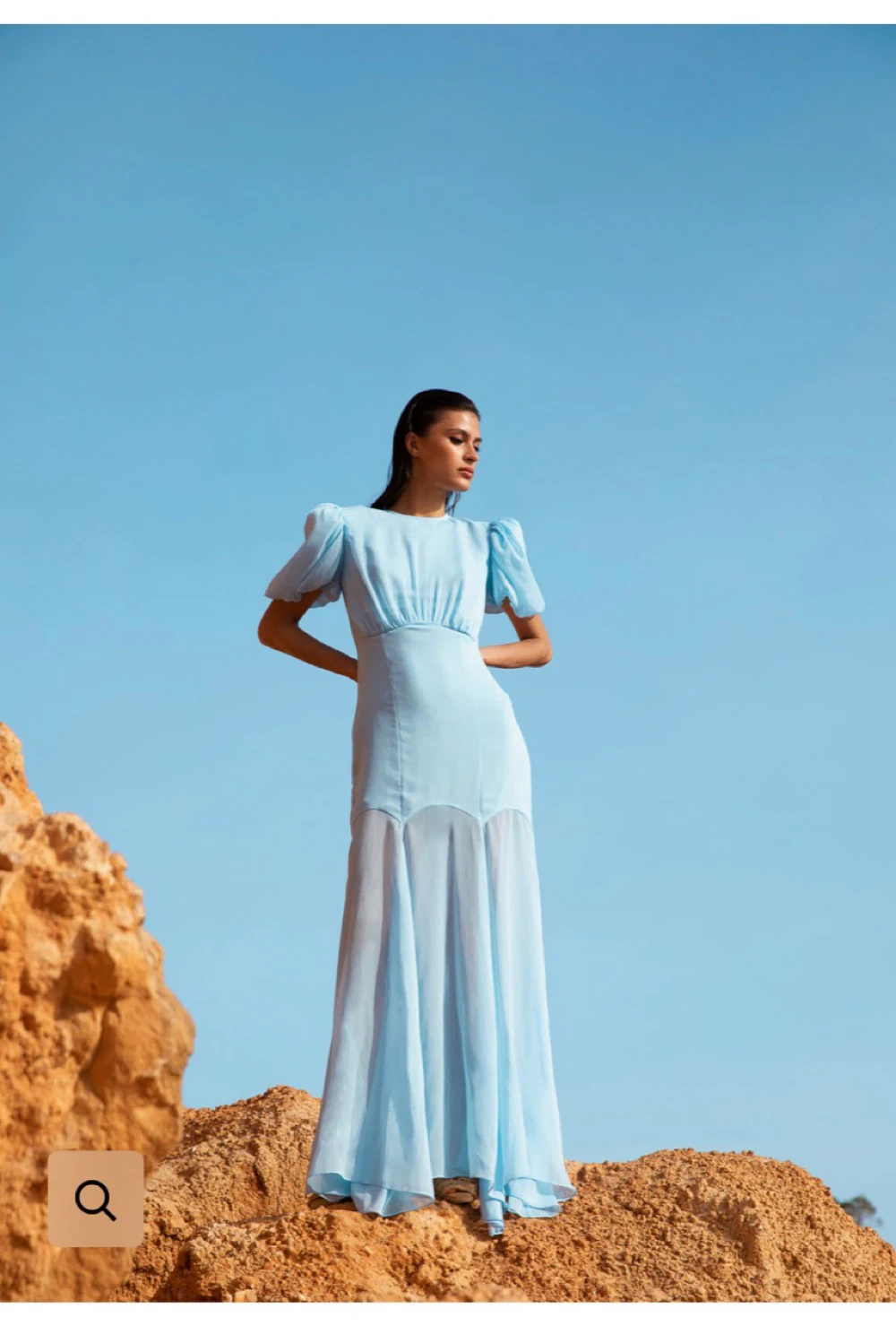 knee length dresses for ladies AGUA MAXI DRESS IN IVORY SILK CHIFFON – DE LA VALI OFFICIAL main image 0