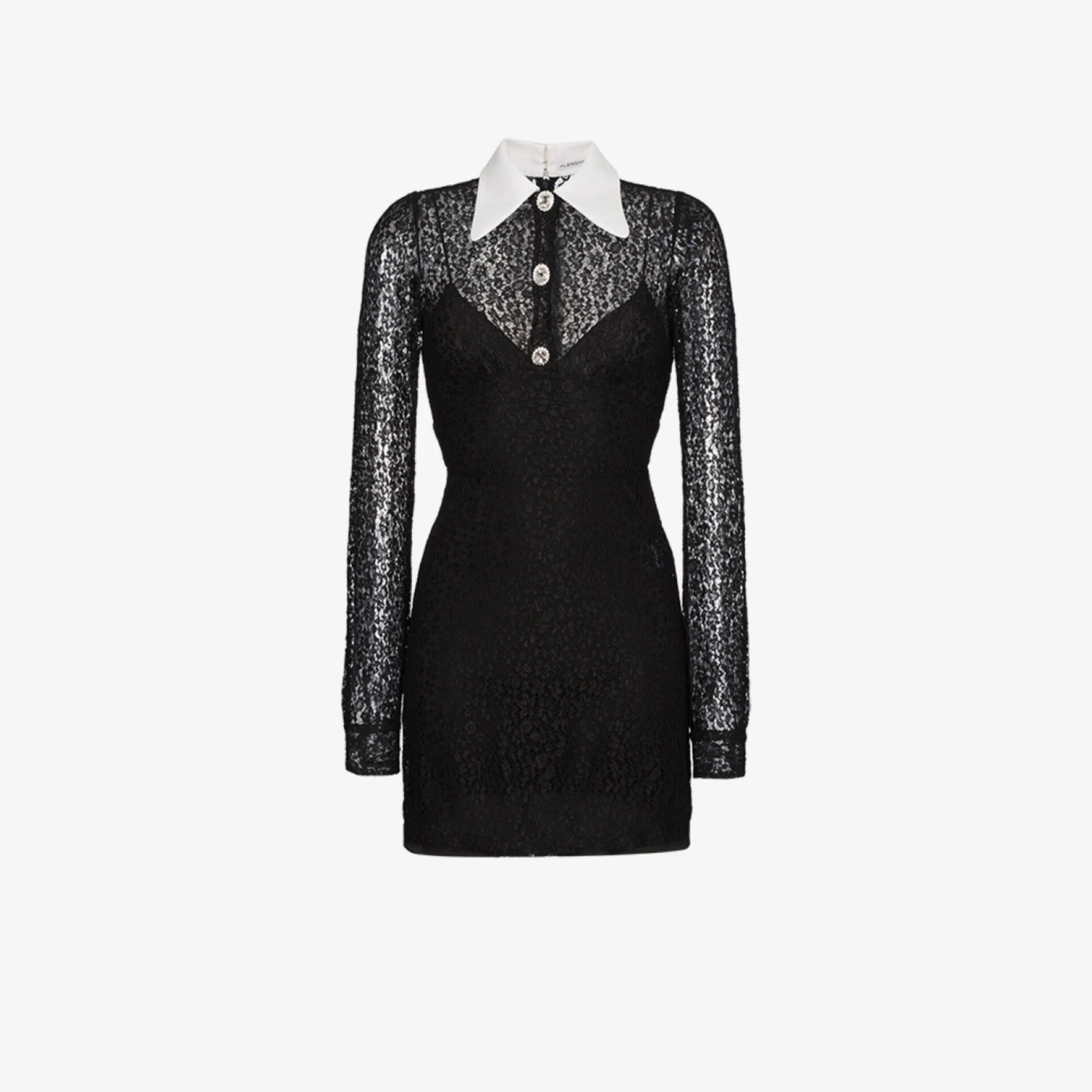 chinese dress ladies ALESSANDRA RICH BLACK LACE AND SILK MINI DRESS SMALL