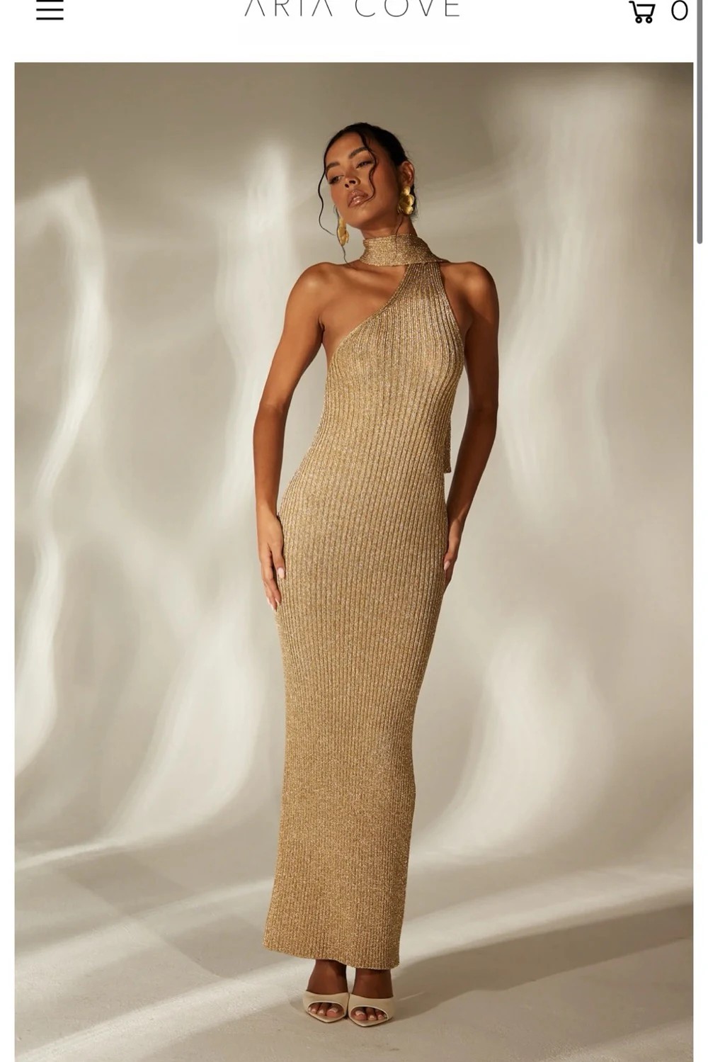 aria cove gold dress Rent Camel UK 12 model-phoebe