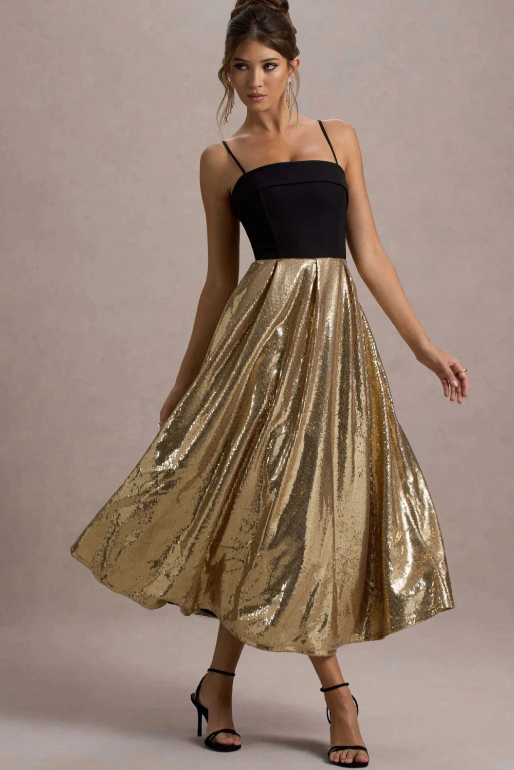 club l london gold dress Rent UK 12 Midi dress