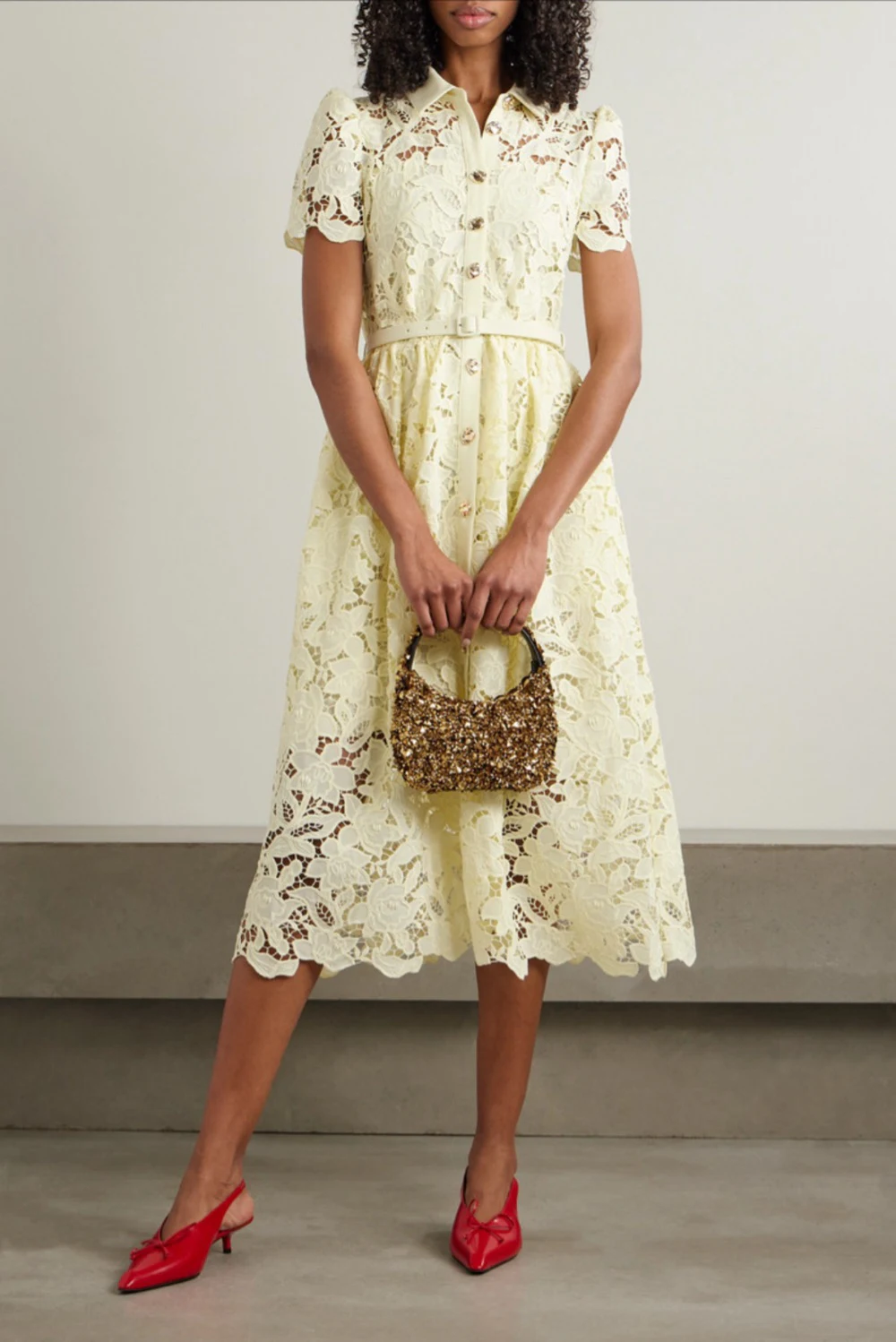 Rent Self-Portrait Yellow Dress UK 8 | By Rotation UK