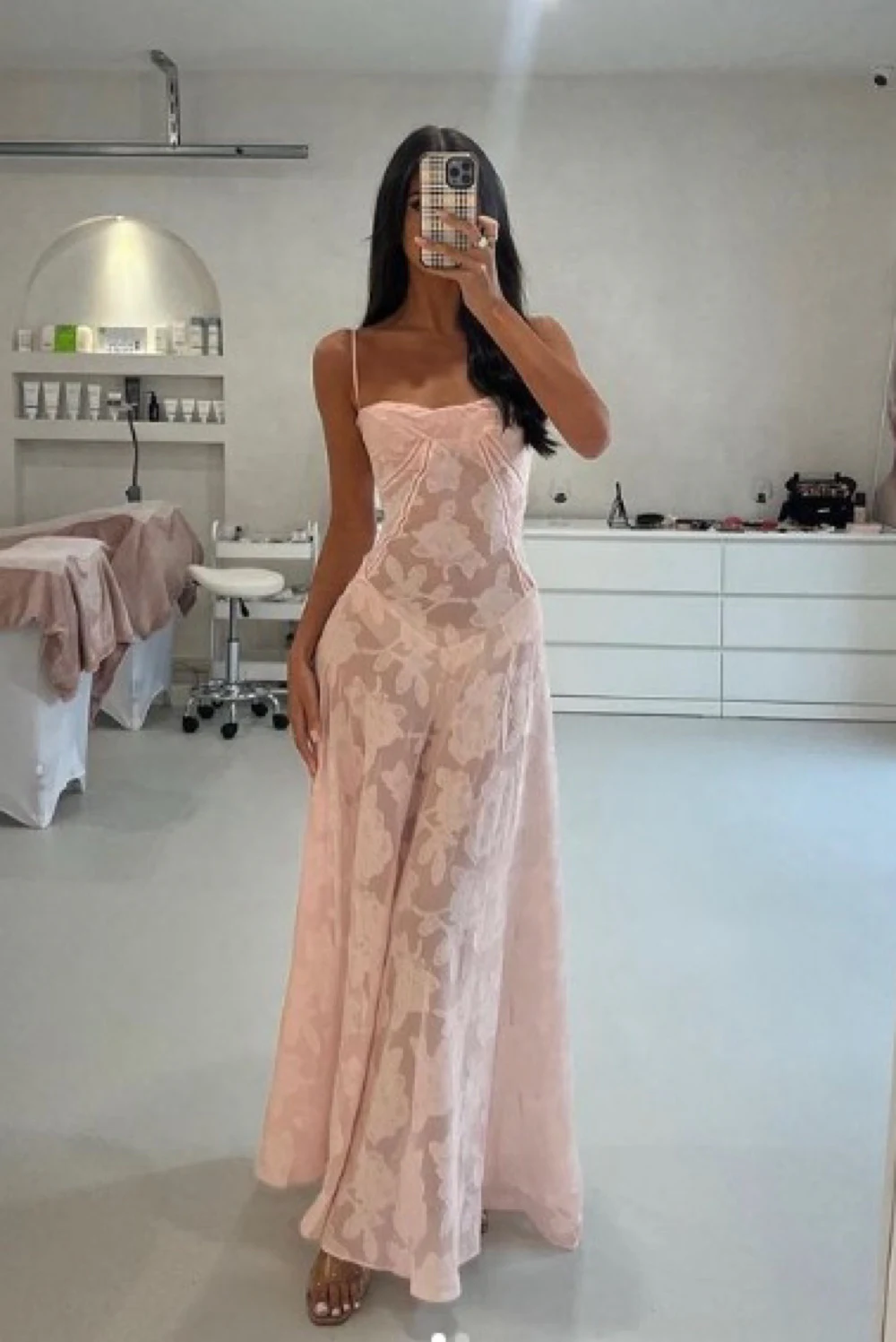 house of cb sheer pink dress House of CB Seren Maxi (Pink)| Rent with Iz
