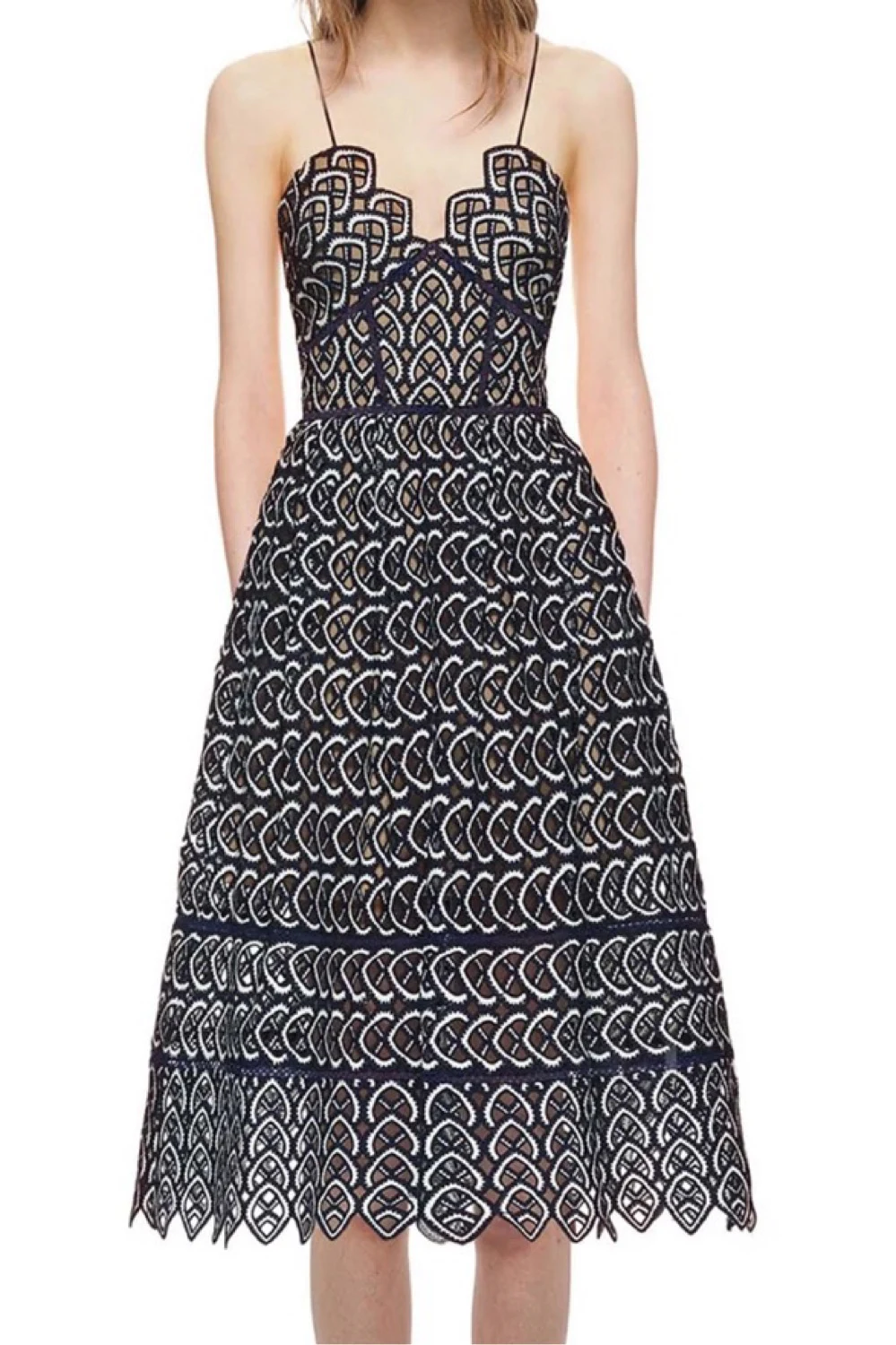 Rent Self-Portrait Navy Dress UK 10 | By Rotation UK